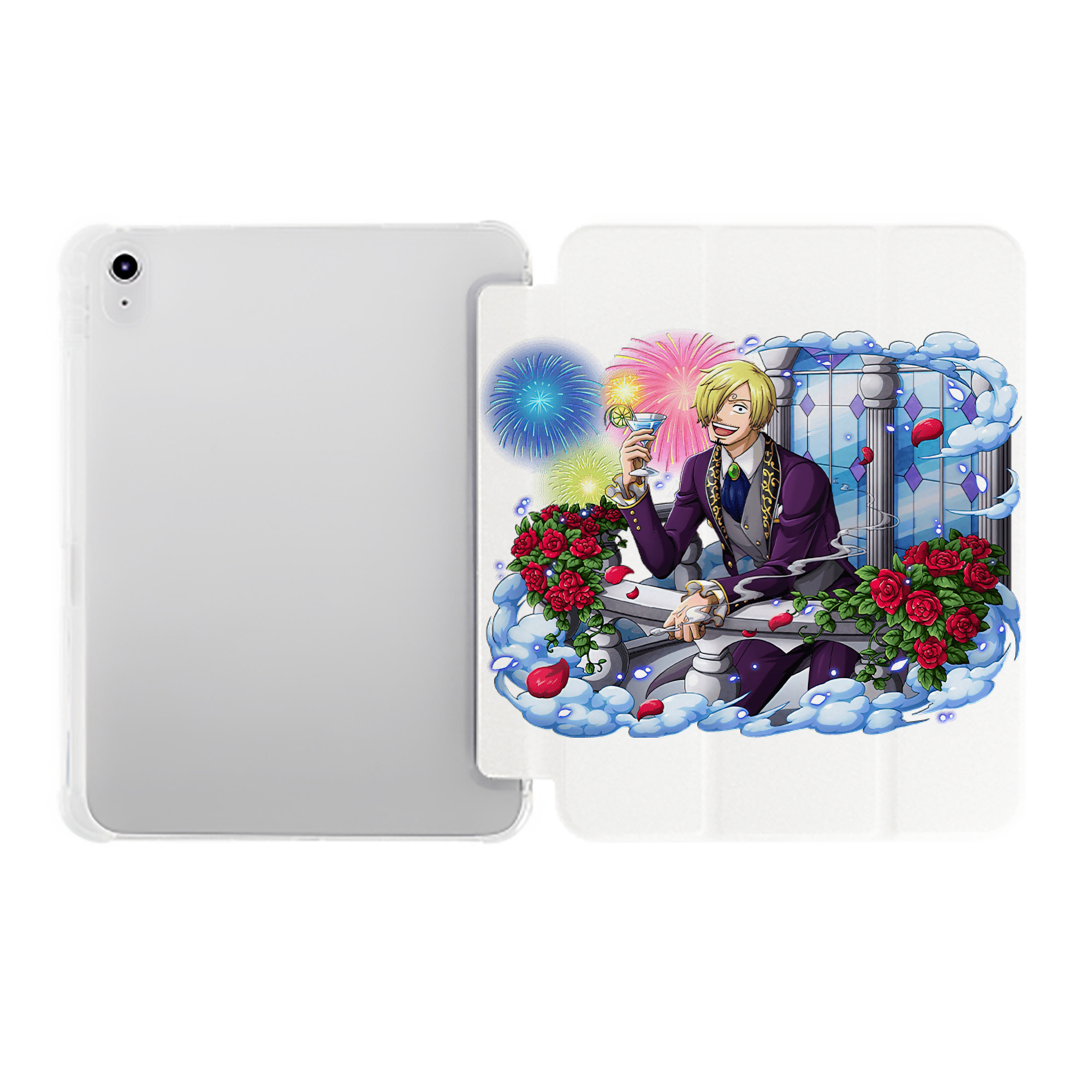 （画像用） ワンピース サンジ ONE PIECE Sanji IPad ケース ペン収納付き 三つ折りスタンド PUレザー×シリコン 対応機種9.5/10.5/10.9インチ